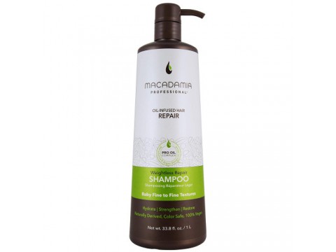 Macadamia neapsunkinantis plaukų drėkinamasis šampūnas Weightless Repair Shampoo 1000 ml Macadamia neapsunkinantis plaukų drėkinamasis šampūnas Weightless Repair Shampoo 1000 ml